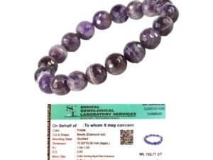 Natural Amethyst Bracelet Original Certified Diamond-cut Faceted 10mm Unisex Stretchable Real Crystal Bracelet For Crown Chakra, Prosperity & Manifestation