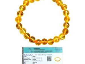 AAA Grade 8mm Diamond-Cut Natural Citrine Stretchable Bracelet with Lab Certificate.