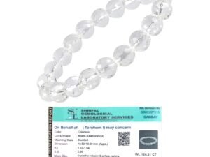Natural Clear Quartz (Sphatik) Bracelet Lab-certified 10mm Diamond-cut Faceted Stretchable Original Real Crystal Bracelet For Meditation, Manifestation & Peace For Men & Women