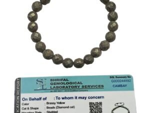 Pyrite Stone Original Certified Stone Diamond Cut 8mm Unisex Faceted Adjustable Thread Bracelet for Wealth Prosperity Good Luck and Success - Increased Will Power and Manifestation