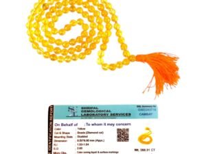 Premium 8mm Diamond-Cut Natural Citrine Sunela Mala 108+1 Beads with Lab Certificate.