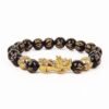 Certified AAA Grade Black Obsidian Bracelet with 10mm Round Beads and Gold-Tone Pixiu by Divinity Healing Crystals