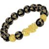 Certified AAA Grade Black Obsidian Bracelet with 10mm Round Beads and Gold-Tone Pixiu by Divinity Healing Crystals