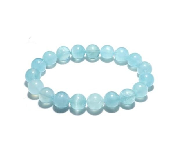 Certified AAA Grade Natural Aquamarine Bracelet with 10mm Round Polished Beads from Divinity Healing Crystals