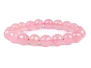 AAA Grade Natural Rose Quartz Bracelet with 10mm Diamond Cut Faceted Beads by Divinity Healing Crystals Divine 2026 Collection.