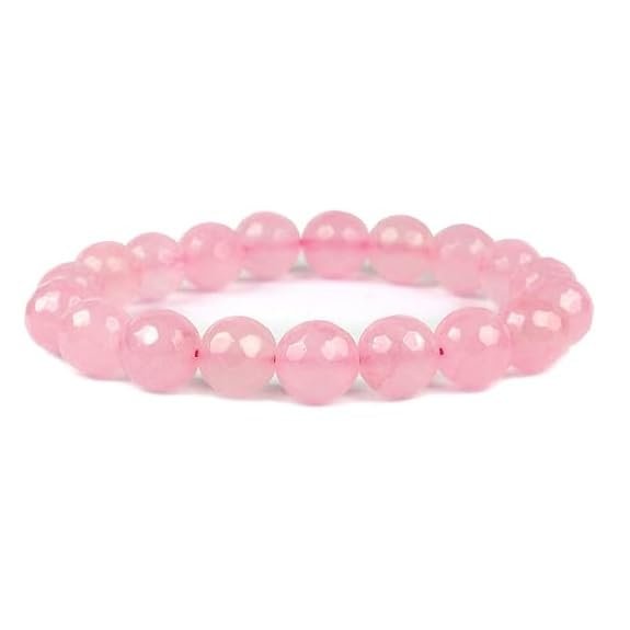 AAA Grade Natural Rose Quartz Bracelet with 10mm Diamond Cut Faceted Beads by Divinity Healing Crystals Divine 2026 Collection.