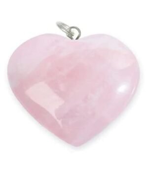 Natural Pink Rose Quartz Heart Shape Pendant for Love, Romance & Marriage Luck