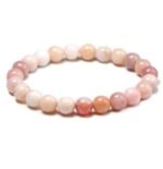 Natural Pink Opal Semi Precious Gemstone Bracelet, Crystal Stone 8mm Beads Bracelet Round Shape for Reiki Healing, Crystal Healing and Chakra Balance