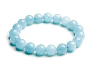 Divine Natural Aquamarine Certified 8mm Unisex Bracelet - Bring Positive Energy - Peace - Youthfulness Bracelet - Crystal Stone Bracelet for Everlasting Joy