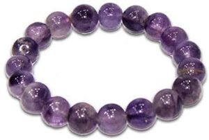 Men and Women Certified Natural Crystal Stone Bracelet 8 mm Gem Stone Bracelet for Reiki Healing & Crystal Healing.(Amethyst Bracelet)