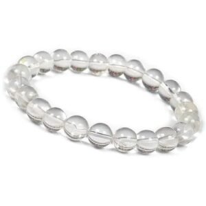 Lab Certified Natural Clear Quartz (Sphatik) Bracelet 8mm Stretchable Real Crystal Bracelet For Heart Chakra, Meditation, Manifestation & Peace For Men & Women