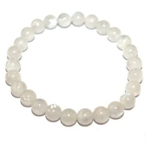 Natural Rainbow Moonstone Semi Precious Gemstone Bracelet, Crystal Stone 8mm Beads Bracelet Round Shape for Reiki Healing, Crystal Healing and Chakra Balance