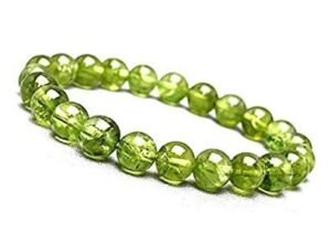 Natural Peridot Semi Precious Gemstone Bracelet, Crystal Stone 8mm Beads Bracelet Round Shape for Reiki Healing, Crystal Healing and Chakra Balance