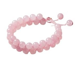 Balance Chakras with Natural Rose Quartz Double Layered Semi Precious, Stone Bracelet, Crystal Stone 8mm Beads Bracelet Round Shape for Reiki Healing and Crystal Healing