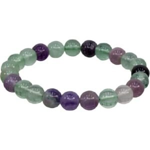 Natural Real Pure Crystal Certified 8 mm Bracelet for Men and Women for Good Luck, Love, Abundance, Healing and Meditation (Natural Multi Fluorite Bracelet)