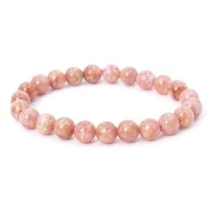 Rhodochrosite Natural Crystal Bracelet Lab Certified 8 mm Semi Precious Gemstone Unisex AAA Grade Premium Stretchable Band Bracelet for Healing Meditation and Manifestation