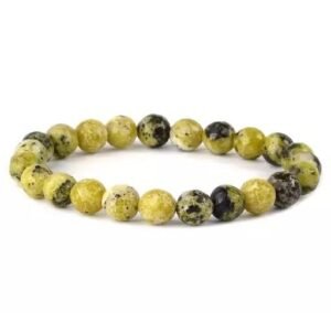 Serpentine Natural Crystal Bracelet Lab Certified 8 mm Semi Precious Gemstone Unisex AAA Grade Premium Stretchable Band Bracelet for Healing Meditation and Manifestation