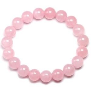 Natural Rose Aura Quartz Semi Precious Gemstone Bracelet, Crystal Stone 8mm Beads Bracelet Round Shape for Reiki Healing, Crystal Healing and Chakra Balance