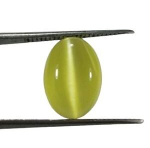 Natural Cats Eye Original Certified Gemstone for Ring Jewellery | Rich Yellowish Green Color Exclusive Quality Natural Chrysoberyl Yellow Cat's Eye 8.19 Carats/Ratti