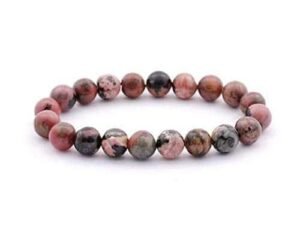 Rhodonite Natural Bracelet Natural Pure Certified For Men and Women Adjustable 8mm Lab Certified Gemstone For Men and Women Bracelet for Healing Meditation Success and Abundance