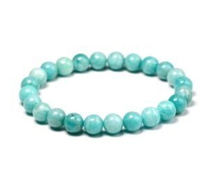 Amazonite Natural Crystal Bracelet Lab Certified 8 mm Semi Precious Gemstone Unisex AAA Grade Premium Stretchable Band Bracelet for Healing Meditation and Manifestation