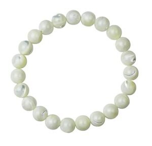 Divinity Mother of Pearl (Matrka) Pure 8 mm Certified Unisex Bracelet for Prosperity and Abundance - Nacre Bracelet