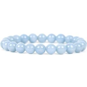 Angelite Natural Bracelet Natural Pure Certified For Men and Women Adjustable 8mm Lab Certified Gemstone For Men and Women Bracelet for Healing Meditation Success and Abundance