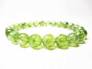 Natural Peridot Semi Precious Gemstone Bracelet, Crystal Stone 8mm Beads Bracelet Round Shape for Reiki Healing, Crystal Healing and Chakra Balance