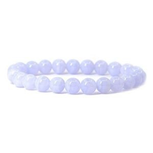 Natural Blue Lace Agate Semi Precious Gemstone Bracelet, Crystal Stone 8mm Beads Bracelet Round Shape for Reiki Healing, Crystal Healing and Chakra Balance