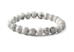 Natural Howlite Beads Bracelet ? Certified Stretchable Unisex Bracelet for Healing, Stress Relief ? AAA Quality Gemstones