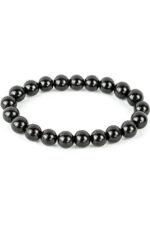 Natural Shungite Semi Precious Gemstone Bracelet, Crystal Stone 8mm Beads Bracelet Round Shape for Reiki Healing, Crystal Healing and Chakra Balance