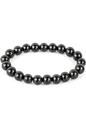 Shungite Natural Crystal Bracelet Lab Certified 8 mm Semi Precious Gemstone Unisex AAA Grade Premium Stretchable Band Bracelet for Healing Meditation and Manifestation