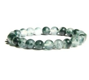 Moss Agate Natural Crystal Bracelet Lab Certified 8 mm Semi Precious Gemstone Unisex AAA Grade Premium Stretchable Band Bracelet for Healing Meditation and Manifestation