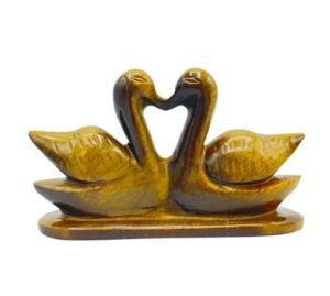 Divinity Healing Crystals Handmade Pair of Swans for Love & Relationship Handcrafted Love Birds Duck Male Female Gift 150 Grams Approx 6 cms Height (Tiger Eye)
