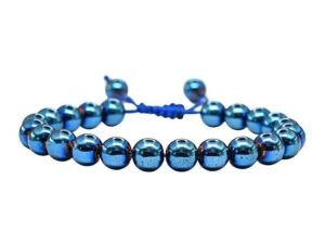 Divinity Natural Blue Peacock Hematite Pure Certified Adjustable Thread Unisex Bracelet Super AAA Quality for Yoga Reiki