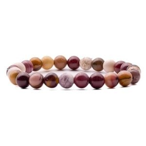 Men and Women Certified Natural Crystal Stone Bracelet 8 mm Gem Stone Bracelet for Reiki Healing & Crystal Healing.(Mookaite Bracelet)