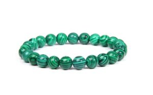 Natural Malachite Semi Precious, Stone Bracelet, Crystal Stone 8mm Beads Bracelet Round Shape for Reiki Healing and Crystal Healing Chakra Stones