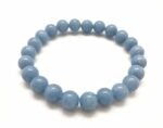 Natural Angelite Semi Precious Gemstone Bracelet, Crystal Stone 8mm Beads Bracelet Round Shape for Reiki Healing, Crystal Healing and Chakra Balance