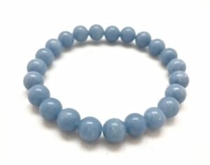Divine Natural Angelite Semi Precious Gemstone Bracelet, Crystal Stone 8mm Beads Bracelet Round Shape for Reiki Healing, Crystal Healing and Chakra Balance