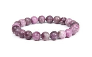 Lepidolite Natural Crystal Bracelet Lab Certified 8 mm Semi Precious Gemstone Unisex AAA Grade Premium Stretchable Band Bracelet for Healing Meditation and Manifestation