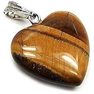 Original Tiger Eye Stone Heart Shaped Unisex Pendant to Harness Courage and Strength & Release Hesitation