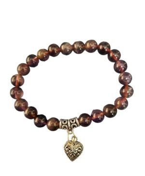 Divine Ametrine Heart Natural Crystal Certified 8 mm Unisex Original Beads Bracelet for Prosperity and Abundance