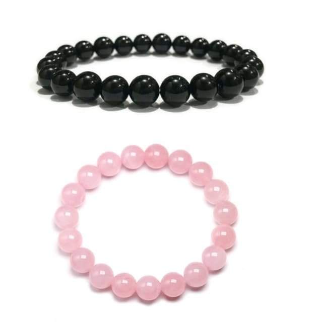 Divinity Healing Natural Black Tourmaline and Rose Quartz Real Pure Crystal Certified 8 mm Bracelet Combo for Men and Women for Good Luck, Love, Abundance, Healing and Meditation Chakra Healing Bracelets Abundance Stones 12 Divinity Healing Natural Black Tourmaline and Rose Quartz Real Pure Crystal Certified 8 mm Bracelet Combo for Men and Women for Good Luck, Love, Abundance, Healing and Meditation Chakra Healing Bracelets Abundance Stones 12