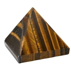 Divine Natural Tiger Eye Certified Pyramid - 2" Inch Crystal Certified Pyramid for Positive Energy, Vastu, Reiki, Feng Shui and Chakra Healing Energy Balancing