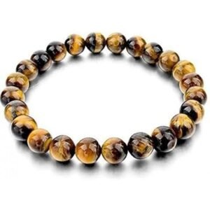 Natural Real Pure Crystal Certified 8 mm Bracelet for Men and Women for Good Luck, Love, Abundance, Healing and Meditation (Natural Tiger Eye Bracelet)