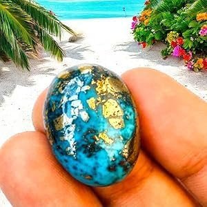 Natural Firoza Double Polished Feroza/Turquoise Certified Gemstones - Attracts Prosperity & Financial Opportunities | For Ring and Pendants - for Men & Women - 10.14 Carats