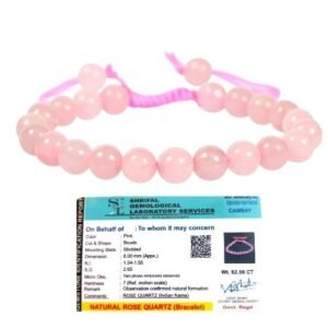 Natural Rose Quartz Bracelet AAA Grade Certified 8mm Unisex Adjustable Thread Real Crystal Bracelet for Love, Emotional Healing & Inner Peace