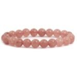 Natural Strawberry Quartz Semi Precious Gemstone Bracelet, Crystal Stone 8mm Beads Bracelet Round Shape for Reiki Healing, Crystal Healing and Chakra Balance