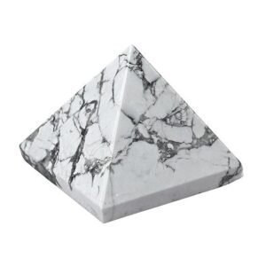 Divine Natural Howlite Certified Pyramid - 2" Inch Crystal Certified Pyramid for Positive Energy, Vastu, Reiki, Feng Shui and Chakra Healing Energy Balancing