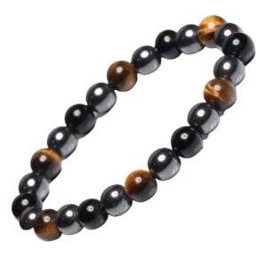 Triple Action Natural Crystal Bracelet Lab Certified 8 mm Semi Precious Gemstone Unisex AAA Grade Premium Stretchable Band Bracelet for Healing Meditation and Manifestation